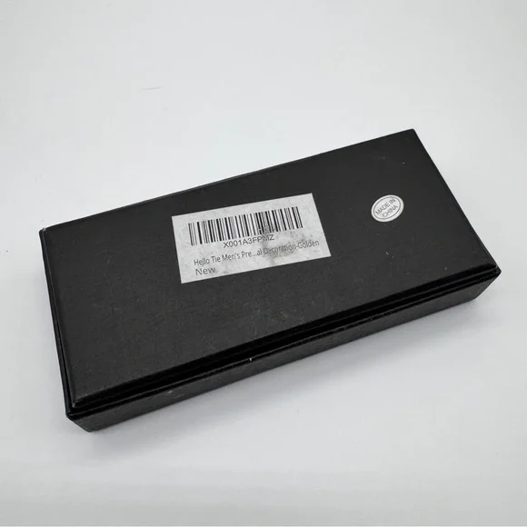 Men's PU Leather Bow Tie With Black & Gold Hardware With Crystal Stones - Picture 11 of 11